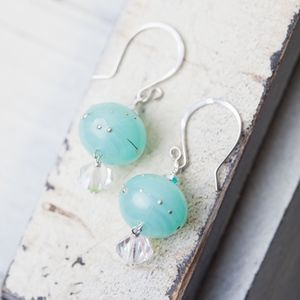 Aqua Chunky Earrings Handmade NWT